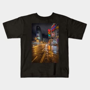 Manchester Night Street View Kids T-Shirt